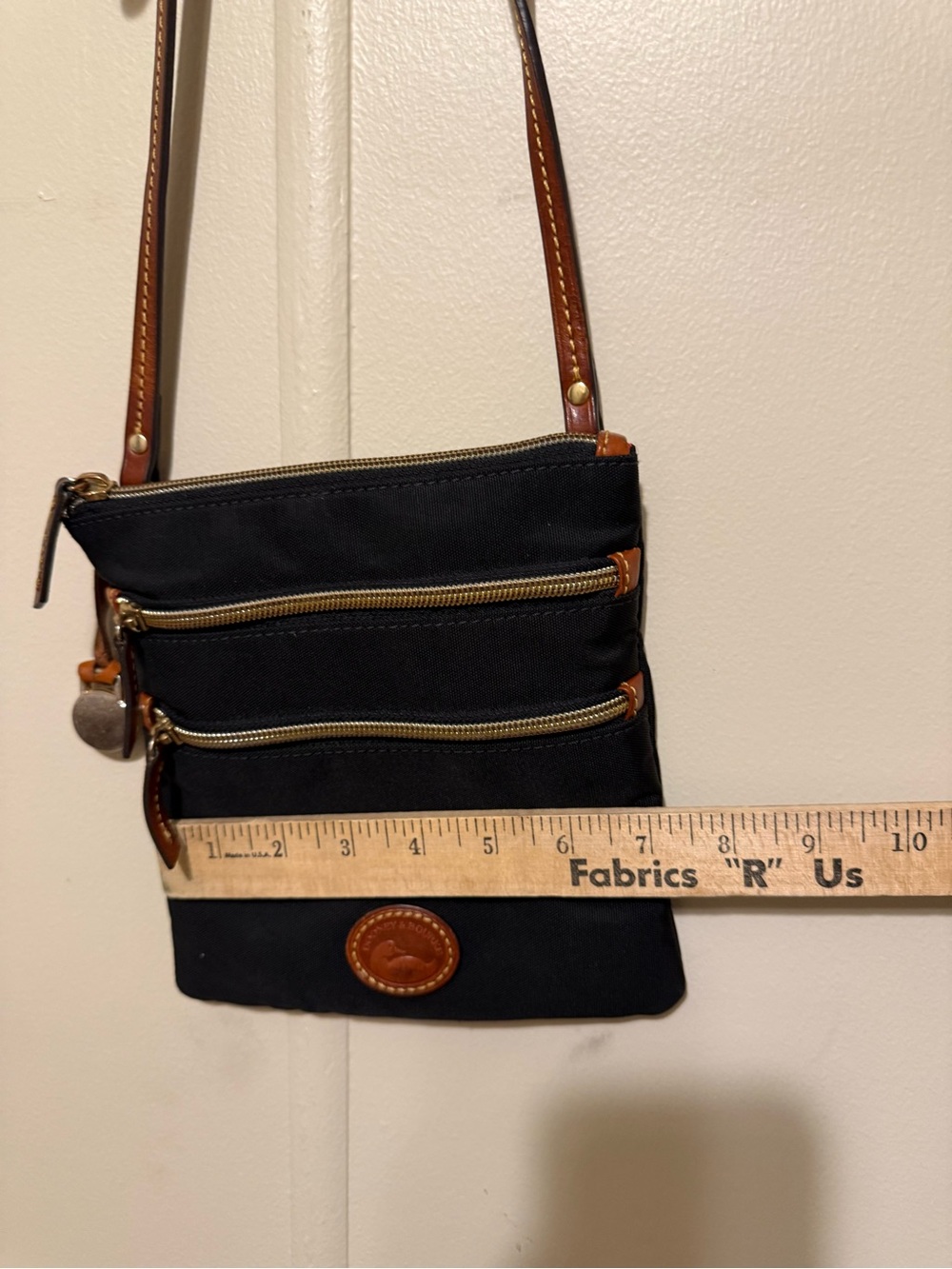 Dooney & Bourke Black Nylon Crossbody with Brown Leather Trim - Picture 7 of 13
